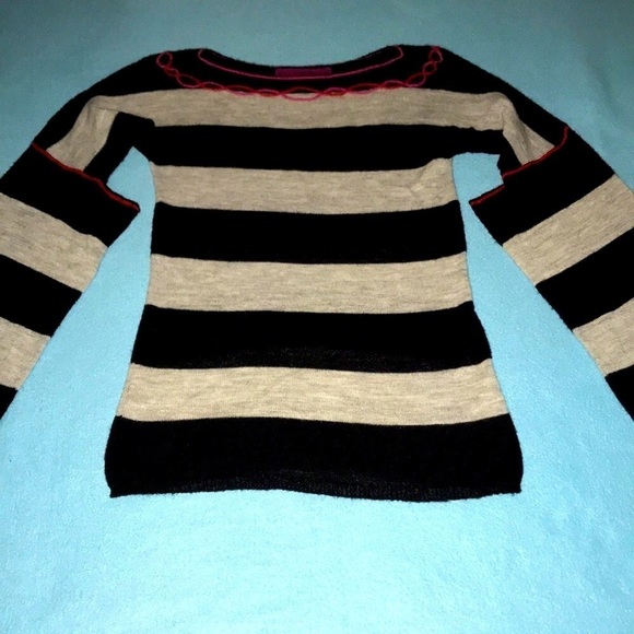 𝅺CUSTO knitwear bold stripes bell sleeves vintage soft sweater NEW size S - Picture 1 of 9